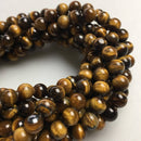 large hole yellow Tiger's eye smooth round beads