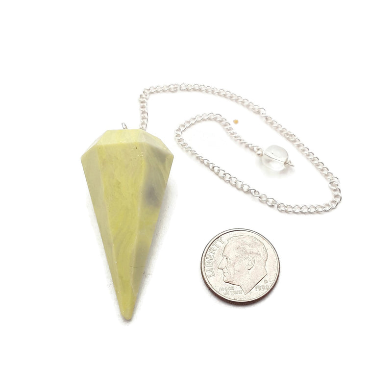 Serpentine Pendulum Pendant Healing Point Approx 40x18mm with 8" Chain