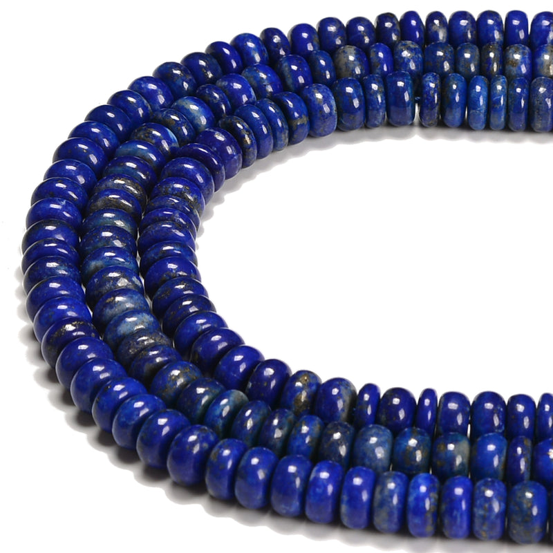 High Grade Natural Lapis Smooth Rondelle Beads Size 4x6mm 5x8mm 6x10mm 15.5''Str