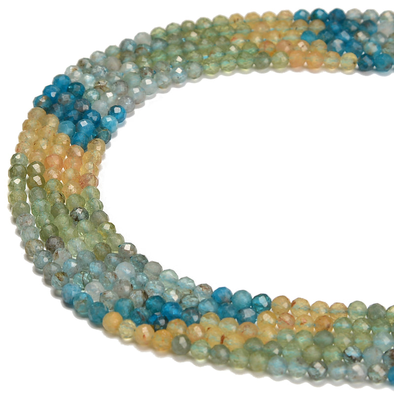 Natural Gradient Apatite Faceted Round Beads Size 2mm 3.3mm 15.5'' Strand