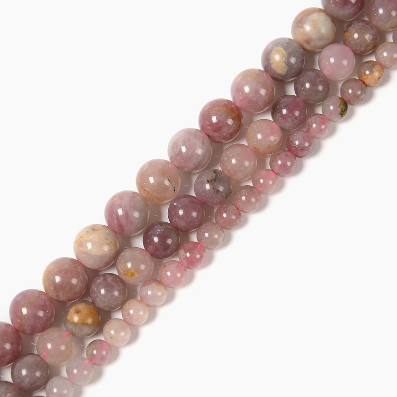 Multi Color Madagascar Rose Quartz Smooth Round Beads 6mm 8mm 10mm 15.5'' Strand