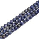2.0mm Large Hole Natural Blue Spot Jasper Smooth Round Beads 8mm 10mm 15.5'' Strand