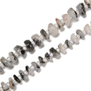 Moonstone with Black Specks Pebble Slice Chips Beads Size 6-7mm 9-10mm 15.5''Std