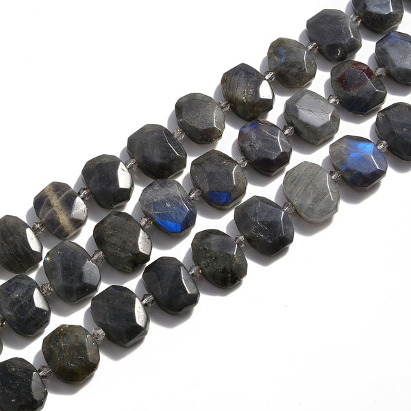 Dark Labradorite Rectangle Slice Faceted Octagon Beads Approx 15x20mm 15.5"  Strand