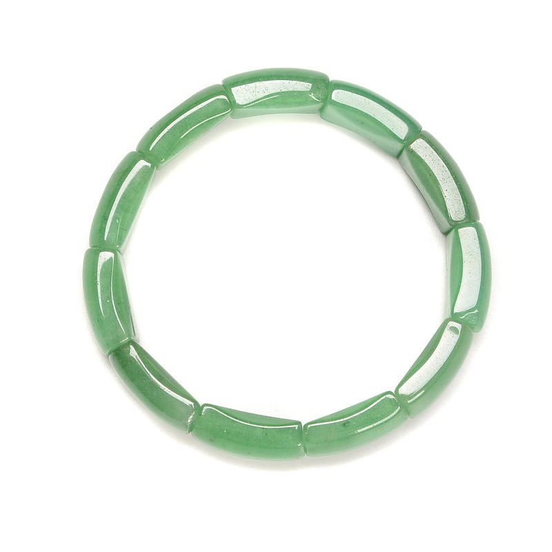 Green Aventurine Double Drill Rectangle Beads Bracelet Size 11x18mm Length 7.5"