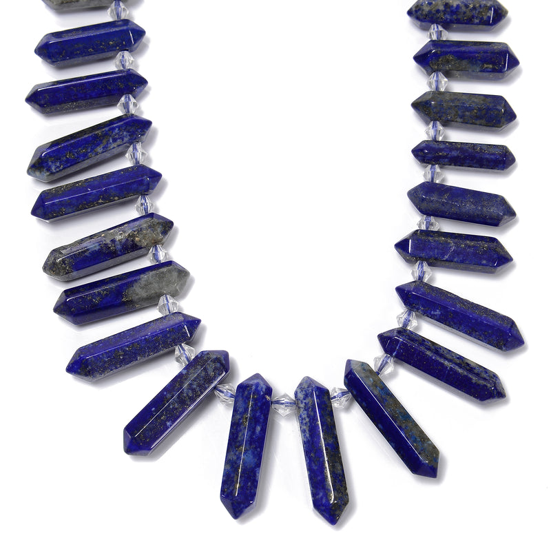 Natural Lapis Graduated Top Drill Faceted Points Beads 8x20-8x35mm 15.5'' Str