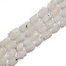 White Moonstone Irregular Cylinder Tube Beads Approx 7x10mm 15.5" Strand