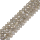 Light Gray Moonstone Smooth Round Beads Size 6mm 8mm 10mm 15.5'' Strand