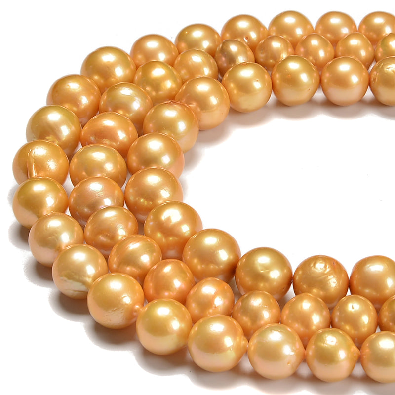 Graduated Golden Edison Pearl Round Beads Size 13-15mm 15.5'' Strand