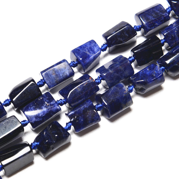 Natural Sodalite Faceted Cylinder Tube Beads Size 8x10mm 15.5" Strand