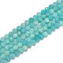 Natural Green Blue Amazonite Faceted Round Beads Size 5mm 15.5'' Strand