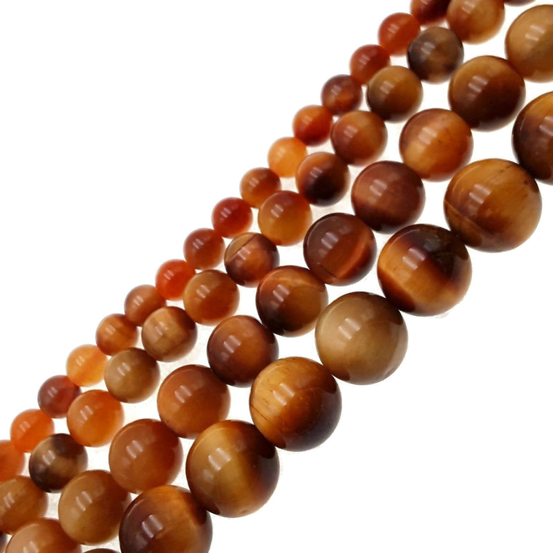 orange Tiger's eye smooth round beads