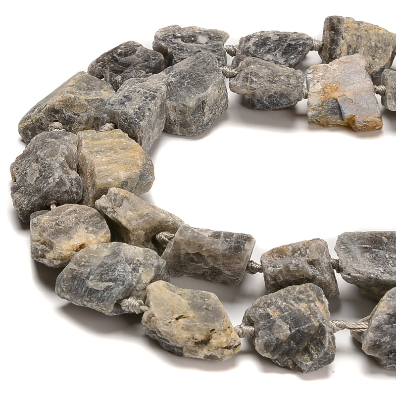 Natural Labradorite Large Rough Nugget Chunks Beads Size 20-30mm 15.5'' Strand