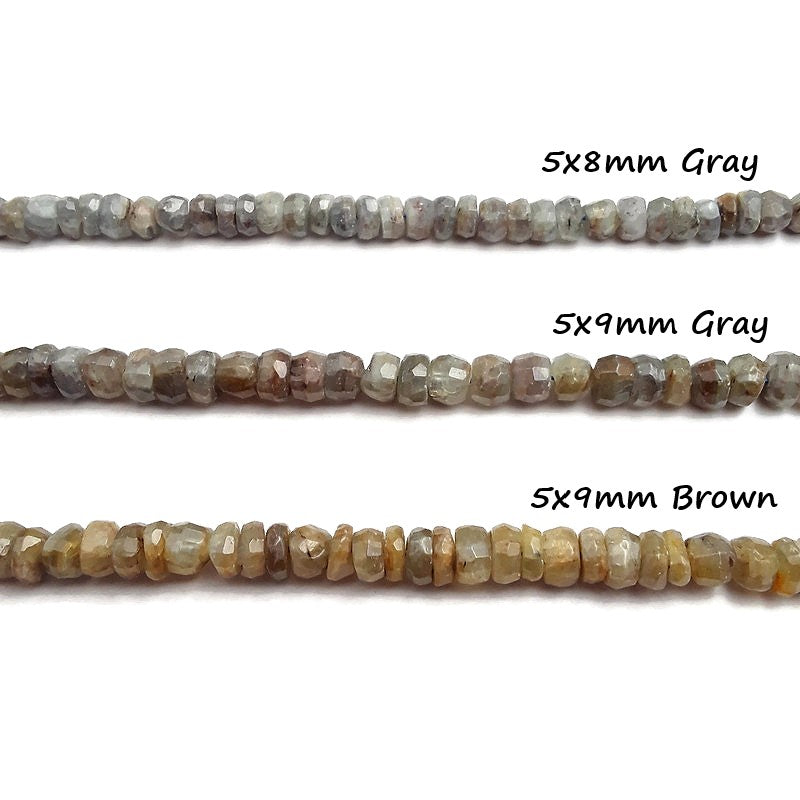 gray kyanite irregular faceted rondelle beads