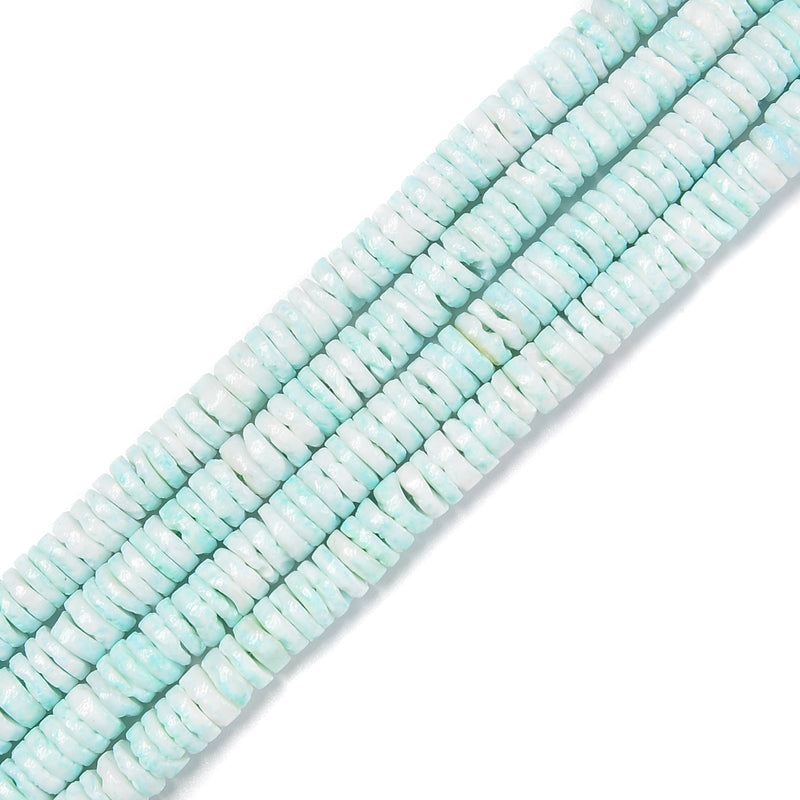 Aqua Color Shell Heishi Disc Beads Size 2x6mm 15.5'' Strand