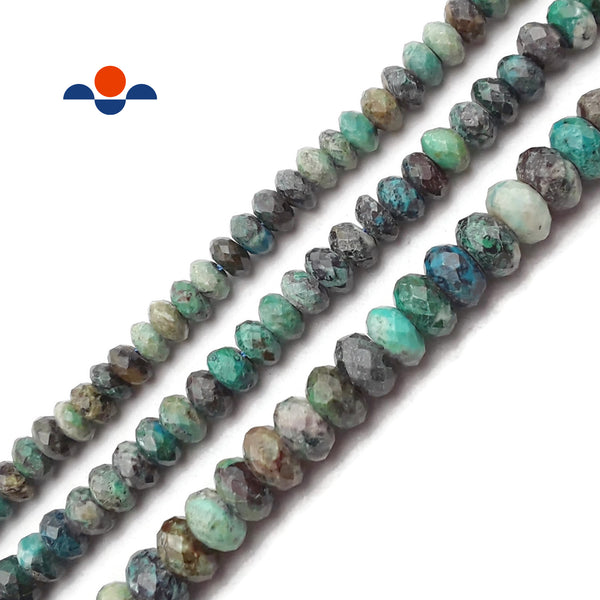 Fynchenite Chrysocolla Faceted Rondelle Beads 4x6mm 4x7mm 5x9mm 15.5'' Strand