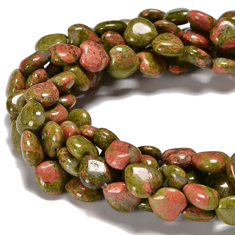 Natural Unakite Heart Shape Beads Size 8mm 10mm 12mm 15.5'' Strand