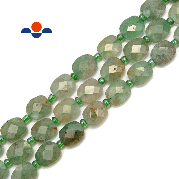 Green Strawberry Quartz Faceted Flat Rectangle Beads 8x10mm 15.5" Strand