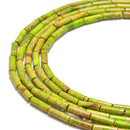 green sea sediment jasper round tube beads 