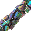electroplated rainbow quartz rough cylinder tube beads