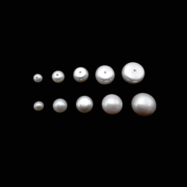 White Fresh Water Pearl Half Drilled Cabochon Button Beads 4mm 6mm 8mm 10mm 12mm