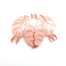 rose quartz tree pendant copper wire wrap oval