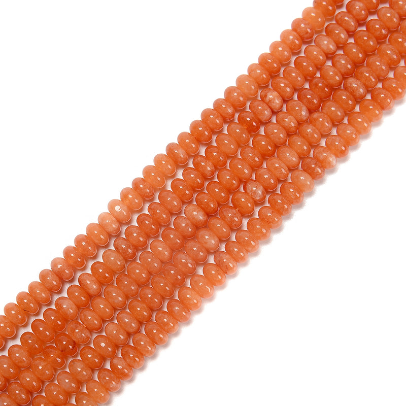 Orange Color Dyed Jade Smooth Rondelle Beads Size 5x8mm 15.5'' Strand