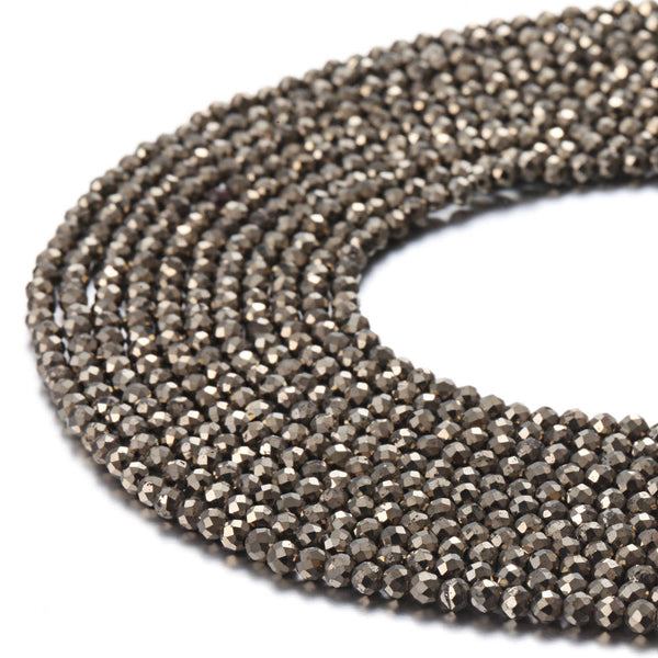gold pyrite faceted round beads 