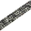 Natural Black Network Silk Stone Spider Web Jasper Smooth Round Beads Size 6mm 16mm 15.5'' Strand
