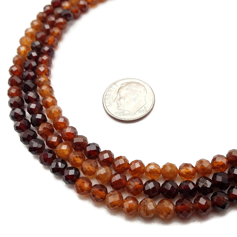 Natural Gradient Hessonite Garnet Faceted Round Beads Size 5mm 15.5''Strand
