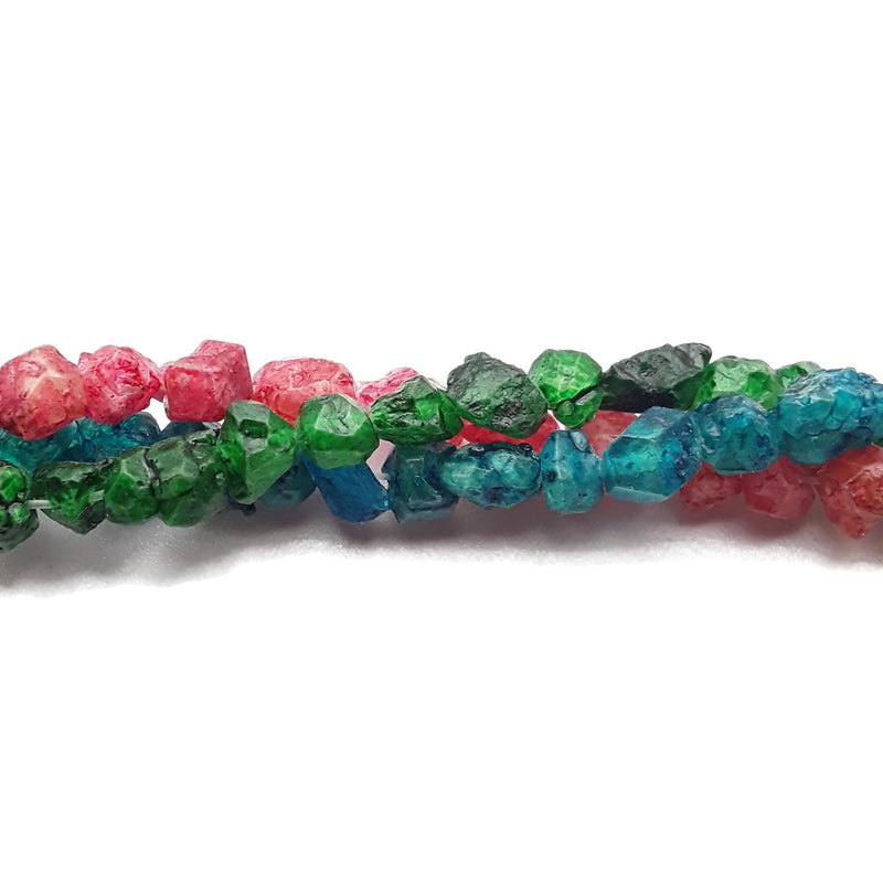 Garnet Rough Pebble Nugget Beads Red/Green/Blue Size 6-7mm 15.5" Strand