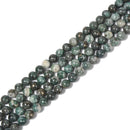 Rare Natural Pyrite in Green Jade Smooth Round Beads 6mm 8mm 10mm 15.5'' Strand