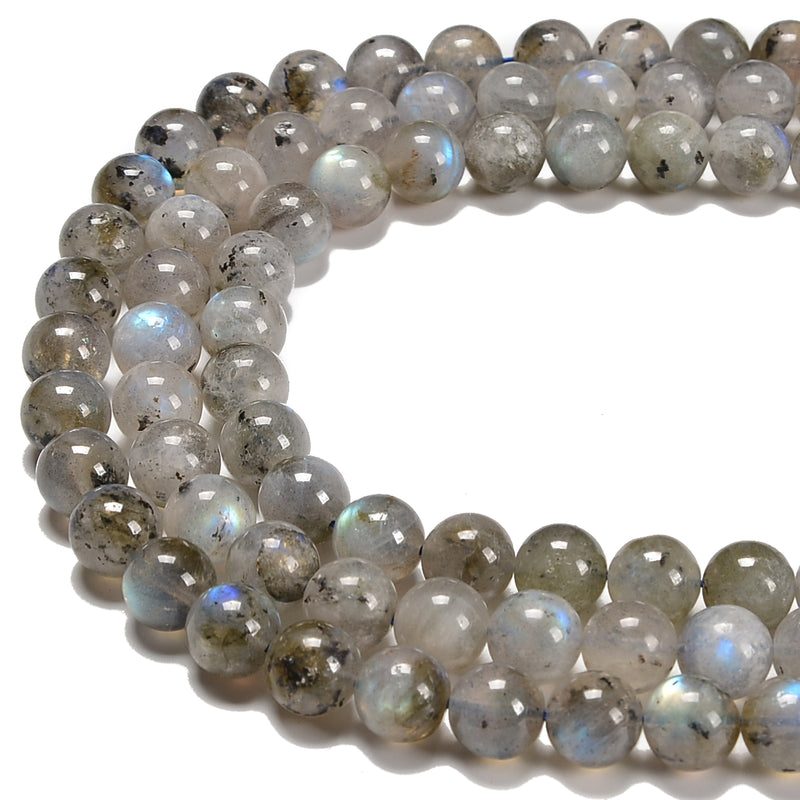 Gray Labradorite Smooth Round Beads Size 10mm 15.5'' Strand