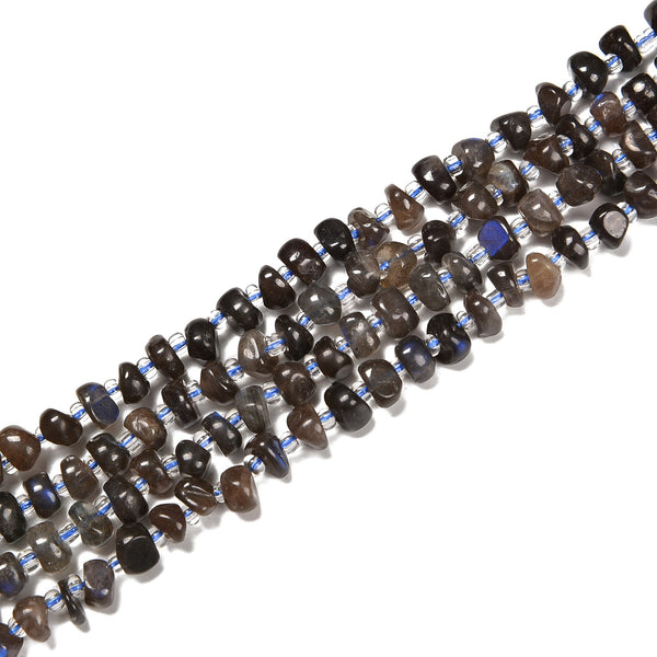 Black Labradorite Pebble Nugget Slice Chips Beads Size 6-7mm 15.5'' Strand