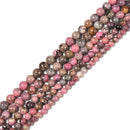 Natural Australian Rhodonite Smooth Round Beads Size 6mm to 10mm 15.5'' Strand