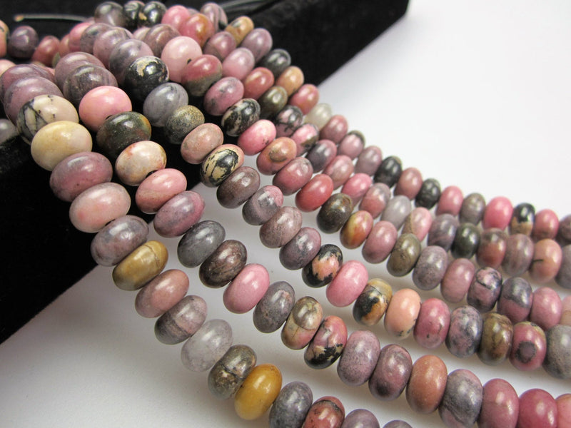 large hole rhodonite smooth rondelle beads