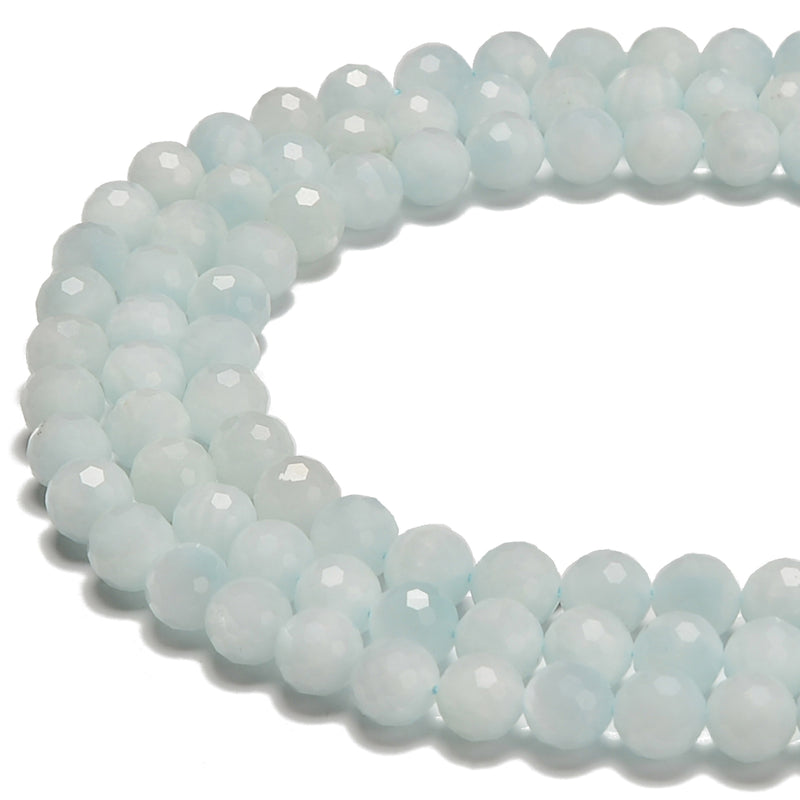 Light Blue Chatoyant Celestite Faceted Round Beads Size 6mm 8mm 15.5'' Strand