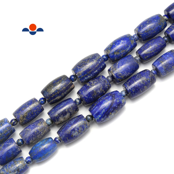 Lapis Lazuli Graduated Drum Shape Beads Size 13x18-20x25mm 15.5'' Strand