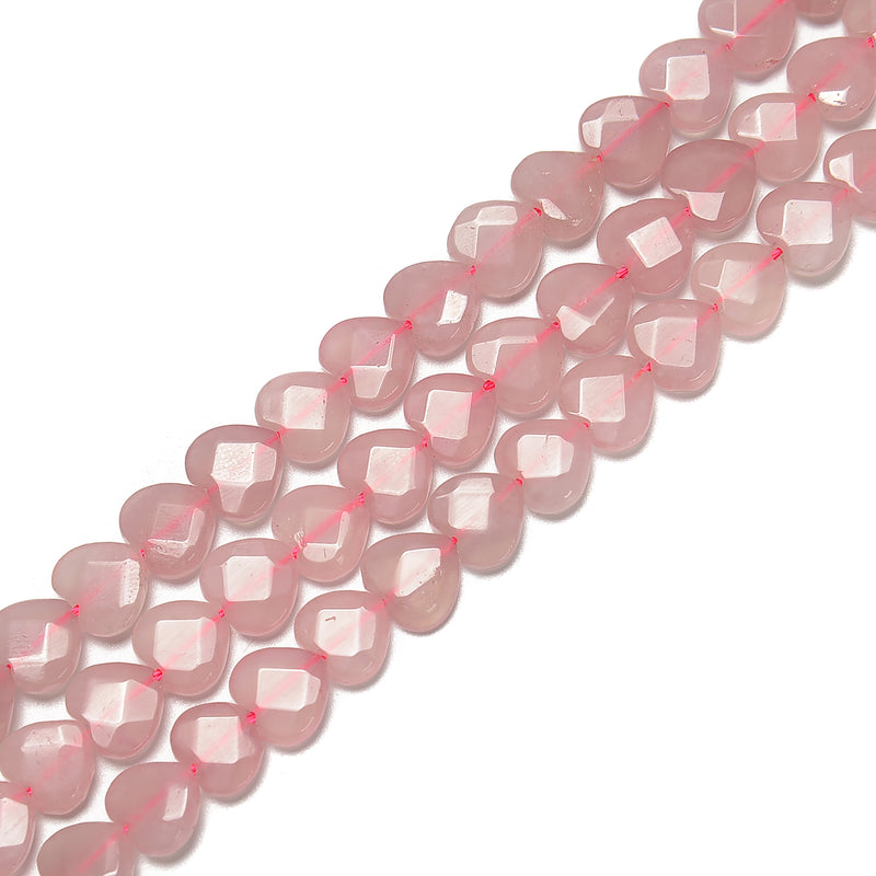 Natural Madagascar Rose Quartz Faceted Heart Shape Beads Size 10mm 15.5'' Strd