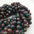 multi color mosaic quartz smooth round beads