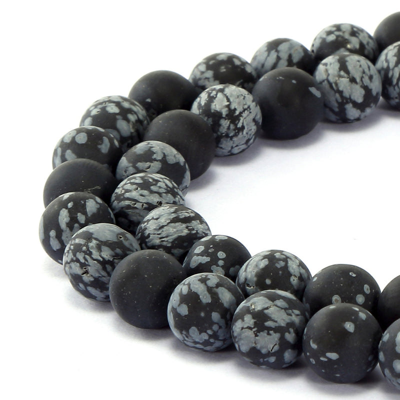 snowflake obsidian matte round beads