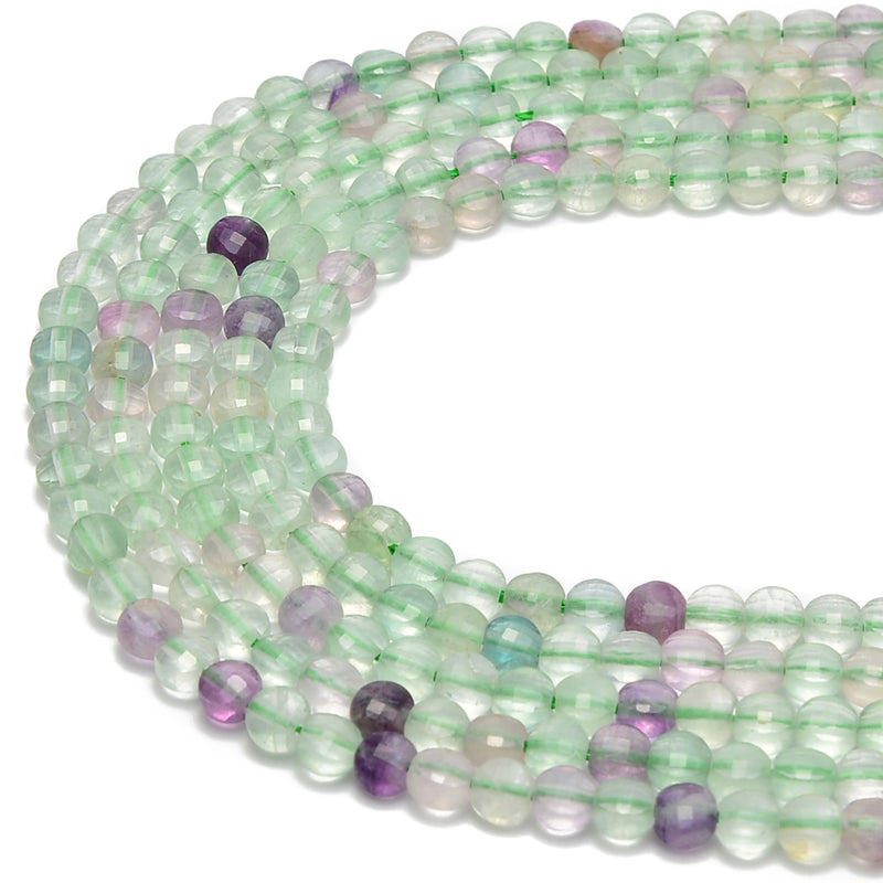 natural fluorite faceted flat beads
