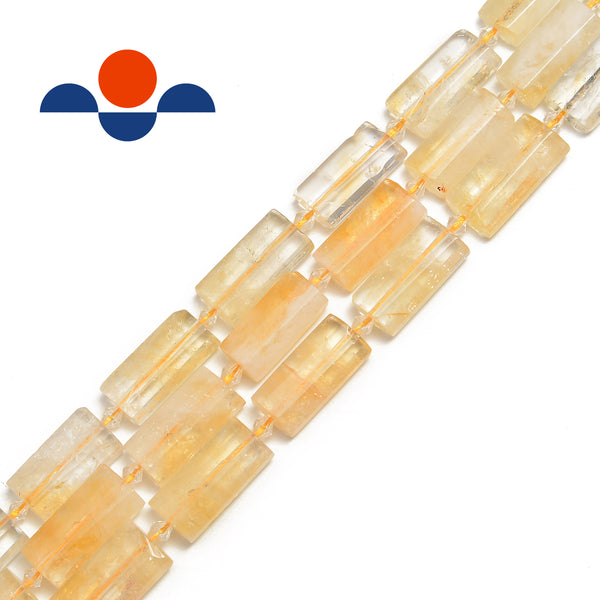 natural citrine faceted flat rectangle cylinder tube beads 