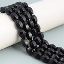 Black Onyx Hexagonal Faceted Rice Shape Beads Size 10x14mm 15.5'' Strand
