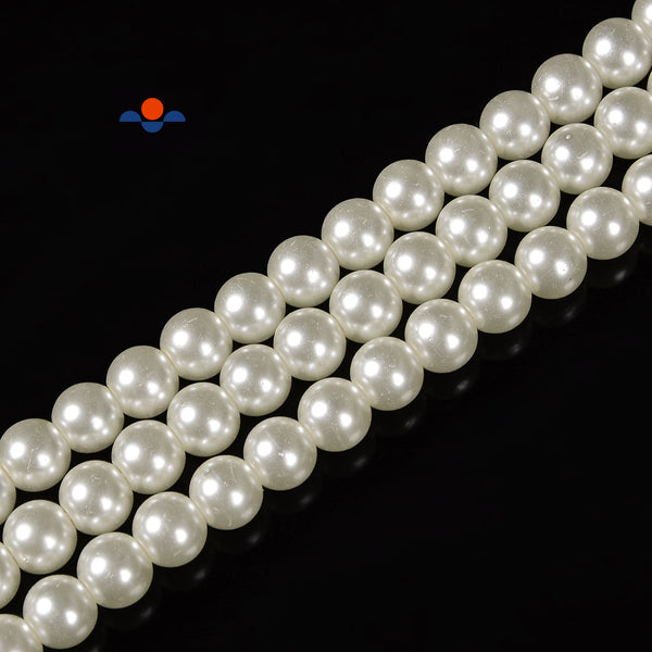 Ivory White Glass Pearl Smooth Round Beads 3mm 4mm 6mm 8mm 10mm 12mm 15.5"Strand