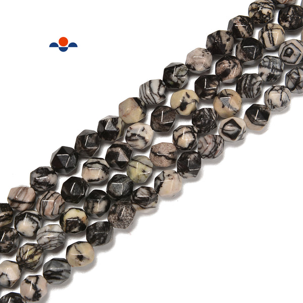 Natural Silk Stone Web Jasper Star Cut Beads Size 8mm 15.5'' Strand