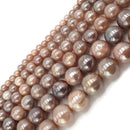 Coated Peach Moonstone Smooth Round Beads 6mm 8mm 10mm 12mm 14mm 16mm 15.5" Strand