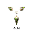 Green Sea Sediment Jasper Silver/Gold /Rose Gold Plated Top Pendulum 20x40mm