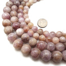 Natural Large Kunzite Smooth Round Beads 10mm 11mm 12mm 13mm 14mm 15.5" Strand
