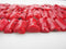 red coral irregular half branch double drill beads 